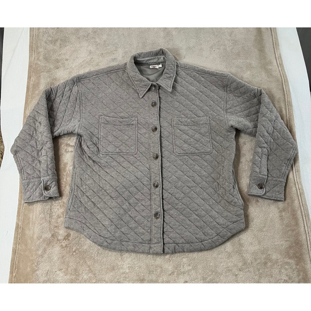 Faherty Quilted Shirt Jacket Men's size Large Gray Organic Cotton
